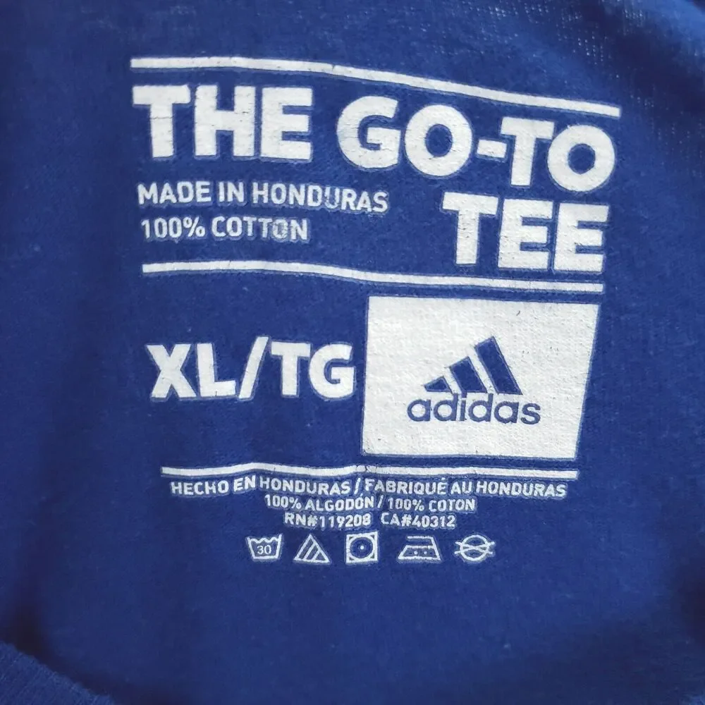 Adidas Kansas Jayhawks Shirt Mens XL Blue Cotton 3-Stripe Crew Neck Pullover